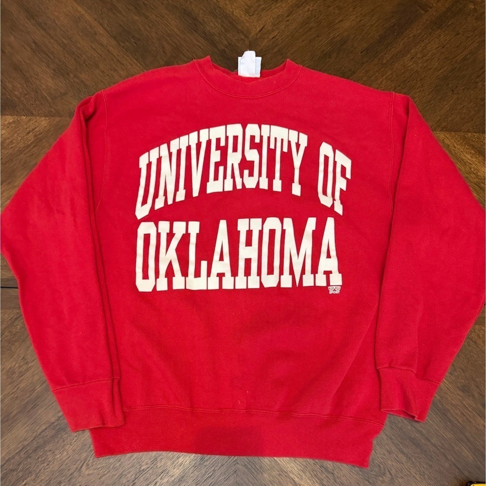 Vintage 20/20 Sport University of Oklahoma Sooners Sweatshirt Red Large Made USA